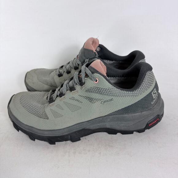 Salomon Outline GTX Hiking Sneakers Women's 6 Sage Green Lace-Up Low Top Outdoor - Picture 5 of 10
